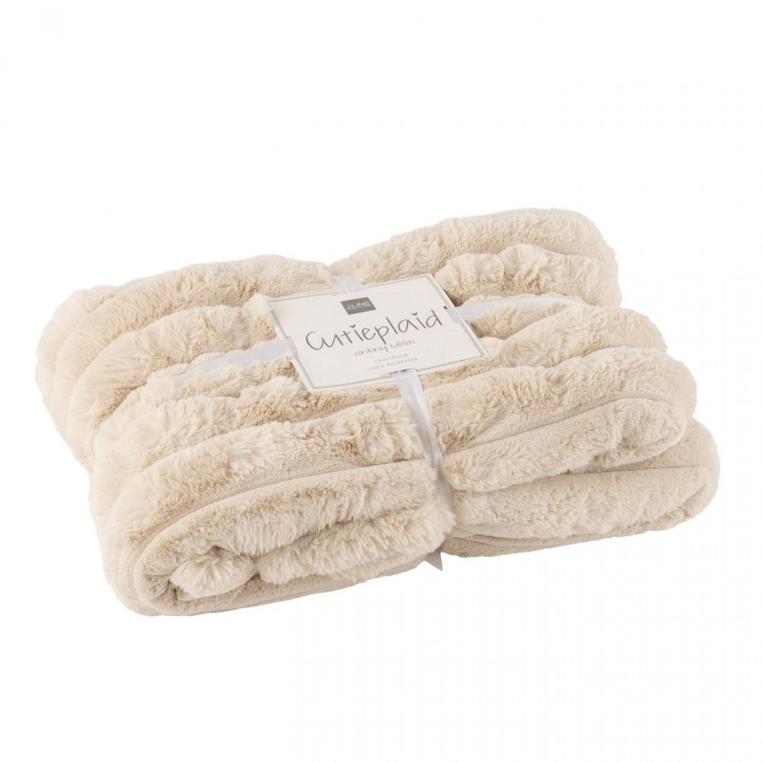 Plaid Large in velluto a coste poliestere beige 180cmx130cm J-Line