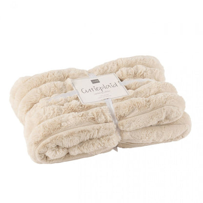 Plaid Large in velluto a coste poliestere beige 180cmx130cm J-Line