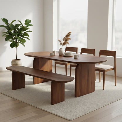 Panca da sala da pranzo Bullnose in legno di mango marrone 200 cm Raw Materials