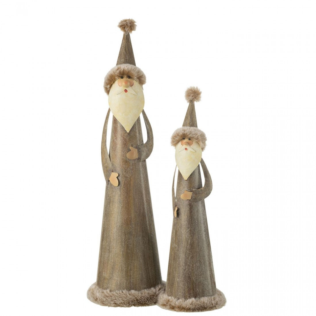 Babbo Natale Rotondo Pelliccia Metallo Grigio Piccolo J-Line