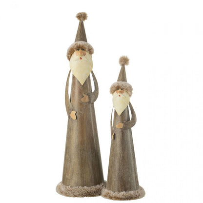 Babbo Natale Rotondo Pelliccia Metallo Grigio Piccolo J-Line