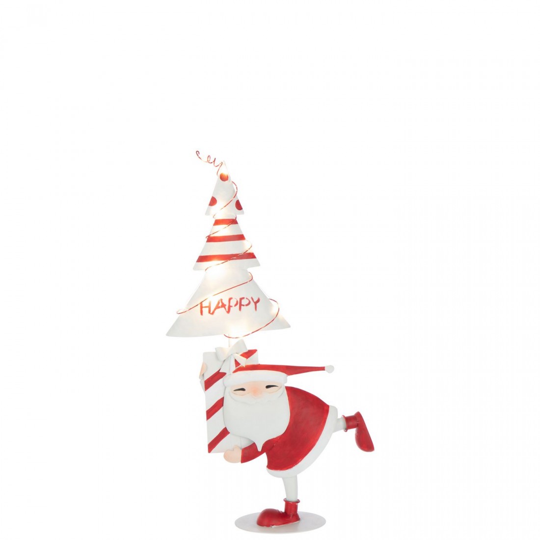 Albero di Natale a LED Babbo Natale in ferro rosso natalizio/bianco piccolo H66 cm J-Line