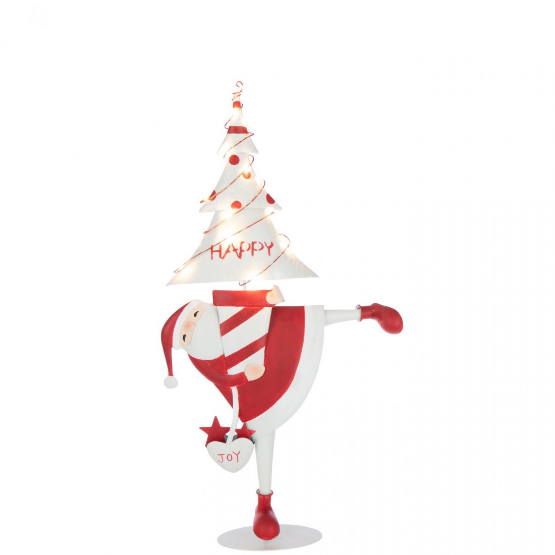 Albero di Natale a LED Babbo Natale in ferro rosso natalizio/bianco Large H77,5cm J-Line