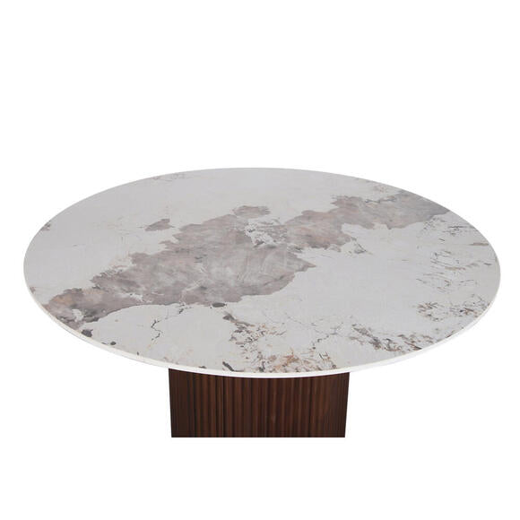 Tavolo Rotondo Urban Chique in Marmo Ceramico / Impiallacciato di Noce Pole to Pole