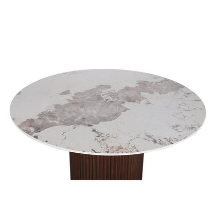 Tavolo Rotondo Urban Chique in Marmo Ceramico / Impiallacciato di Noce Pole to Pole