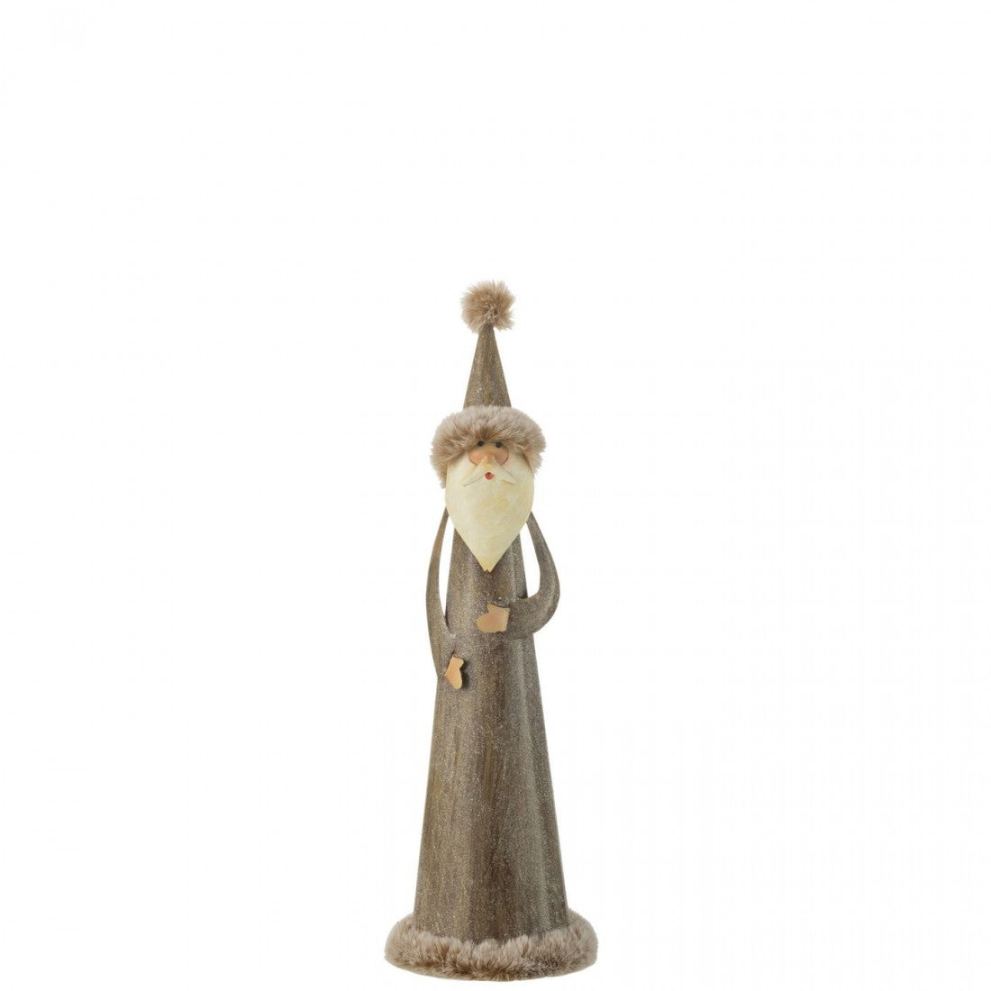 Babbo Natale Rotondo Pelliccia Metallo Grigio Piccolo J-Line