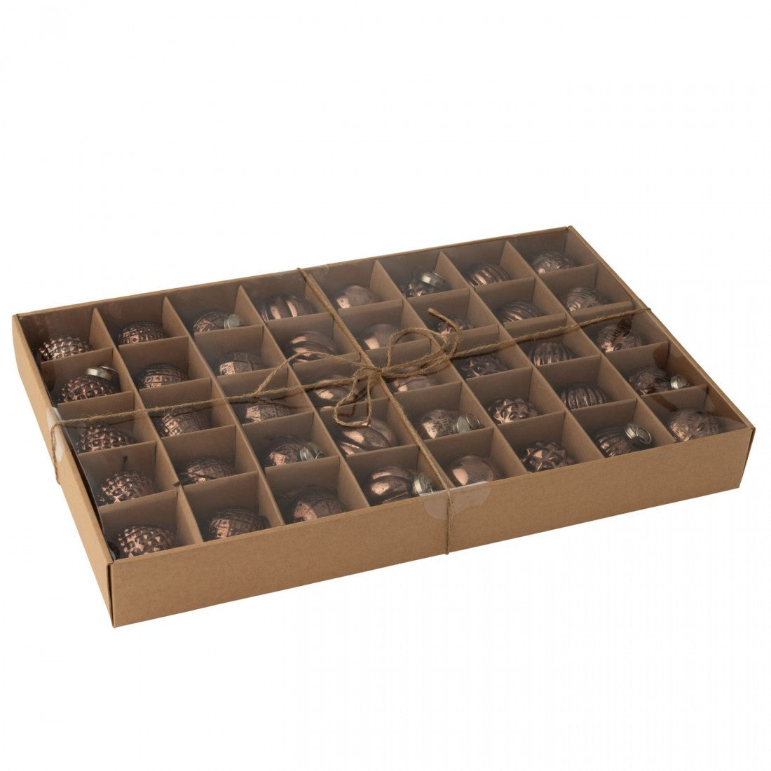 Scatola da 40 palline di Natale, 8 motivi, vetro marrone, J-Line