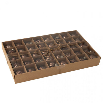 Scatola da 40 palline di Natale, 8 motivi, vetro marrone, J-Line