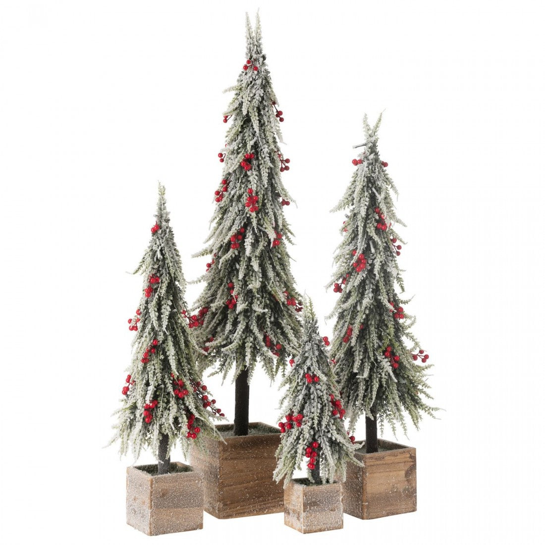 Albero di Natale + Neve Artificiale in Plastica a LED Verde/Rosso Large H75cm J-Line