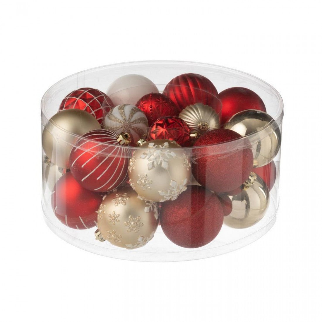 Scatola Da 30 Palline Di Natale In Plastica Rosso Natale/Color Oro