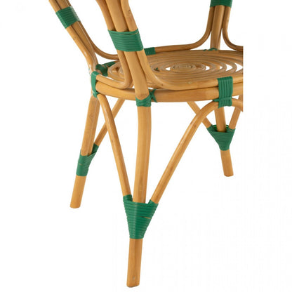 Tavolo da pranzo in rattan verde scuro/bianco J-Line