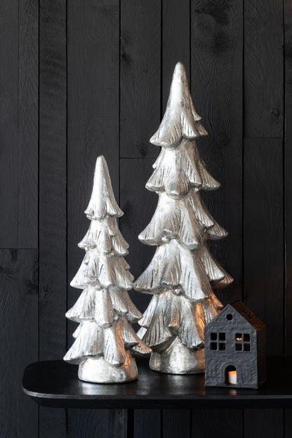 Albero di Natale su Piedistallo in Magnesio Color Argento Set da 2 J-Line