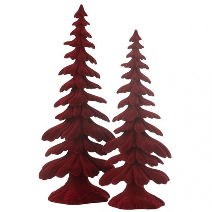 Set di 2 J-Line Pino in velluto rosso resinato