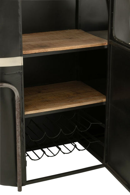 Mobile bar Cable Wagon Ferro/Legno di mango Nero/Bianco J-Line