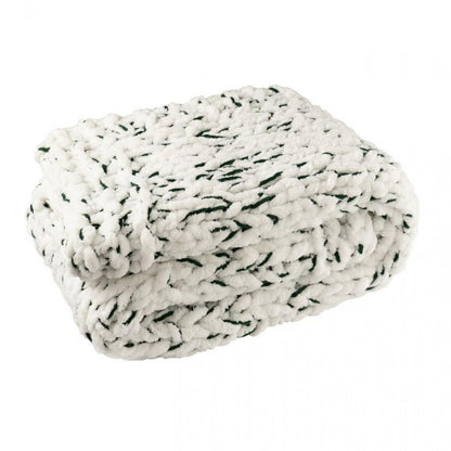 Coperta in poliestere bianco/verde scuro J-Line