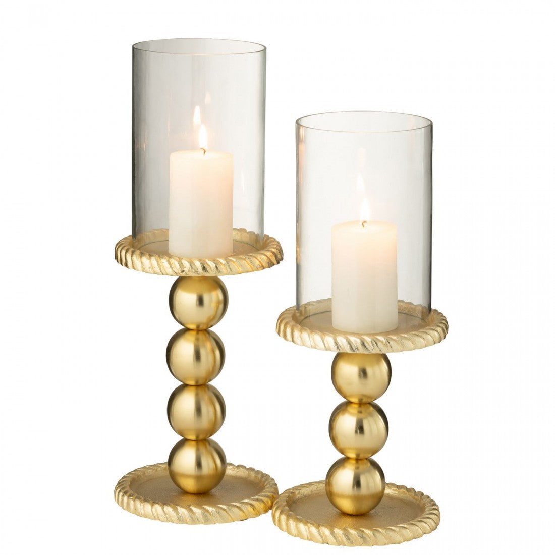 Portacandela in alluminio color oro Large J-Line