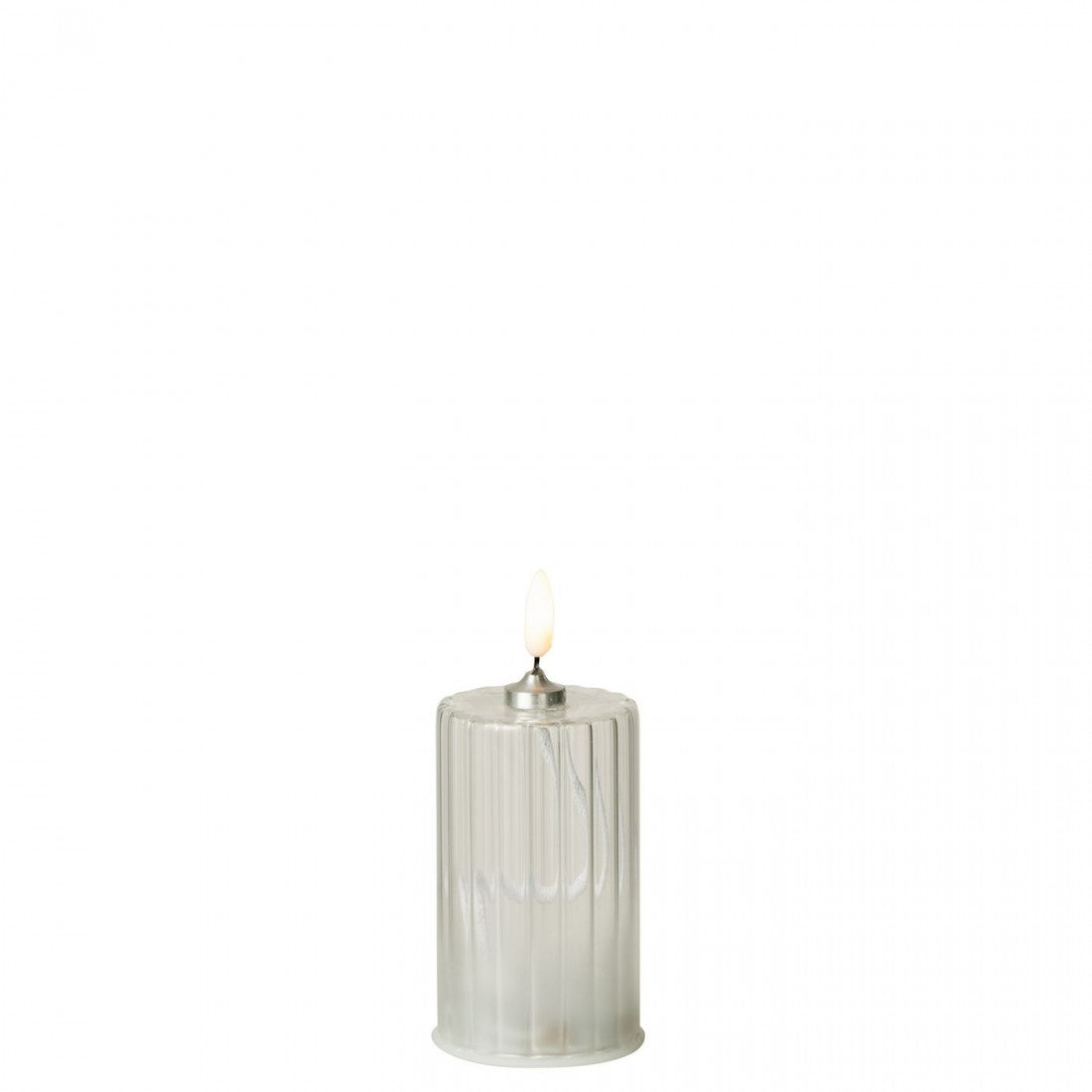 Set di 3 candele a LED in vetro trasparente a righe J-Line