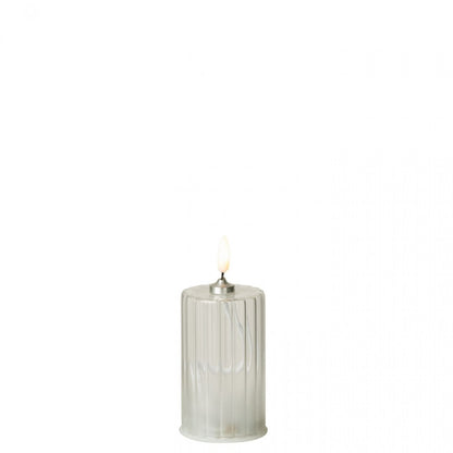 Set di 3 candele a LED in vetro trasparente a righe J-Line