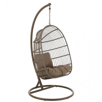 Sedia sospesa + Cuscino Egga Metallo/Corda Marrone J-Line