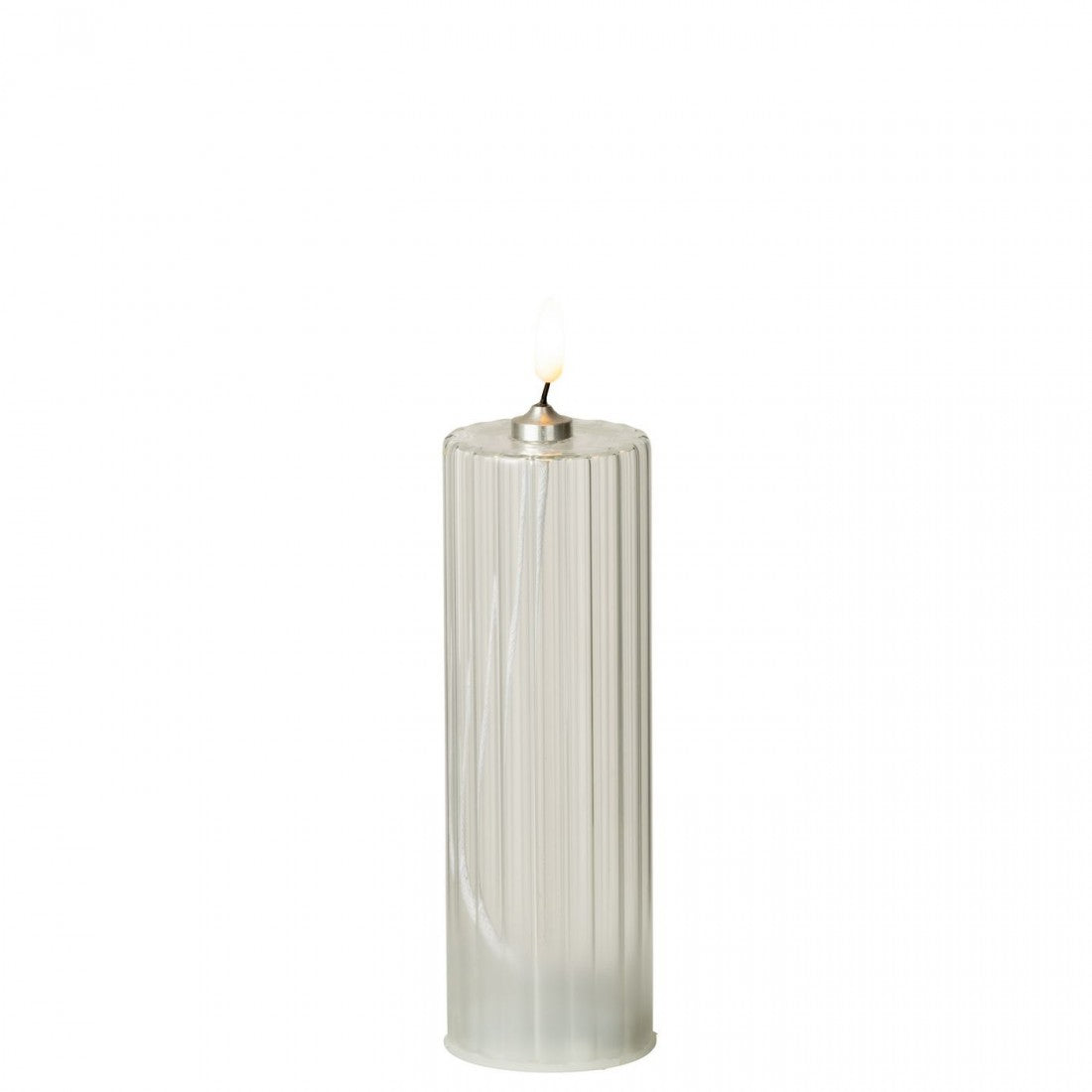 Set di 3 candele a LED in vetro trasparente a righe J-Line