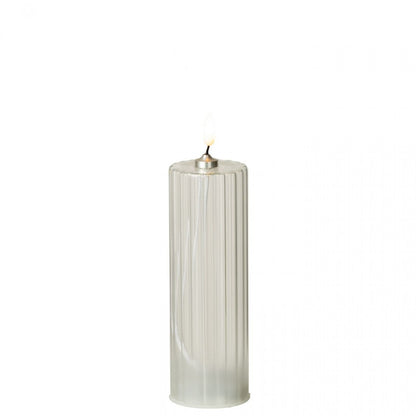 Set di 3 candele a LED in vetro trasparente a righe J-Line