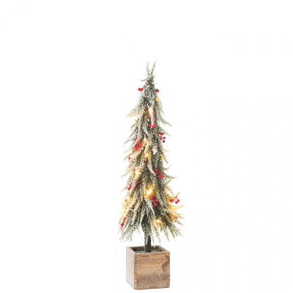 Albero di Natale + Neve Artificiale in Plastica a LED Verde/Rosso Large H75cm J-Line