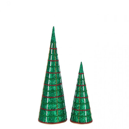 Set di 2 coni in ferro/perline verde smeraldo J-Line