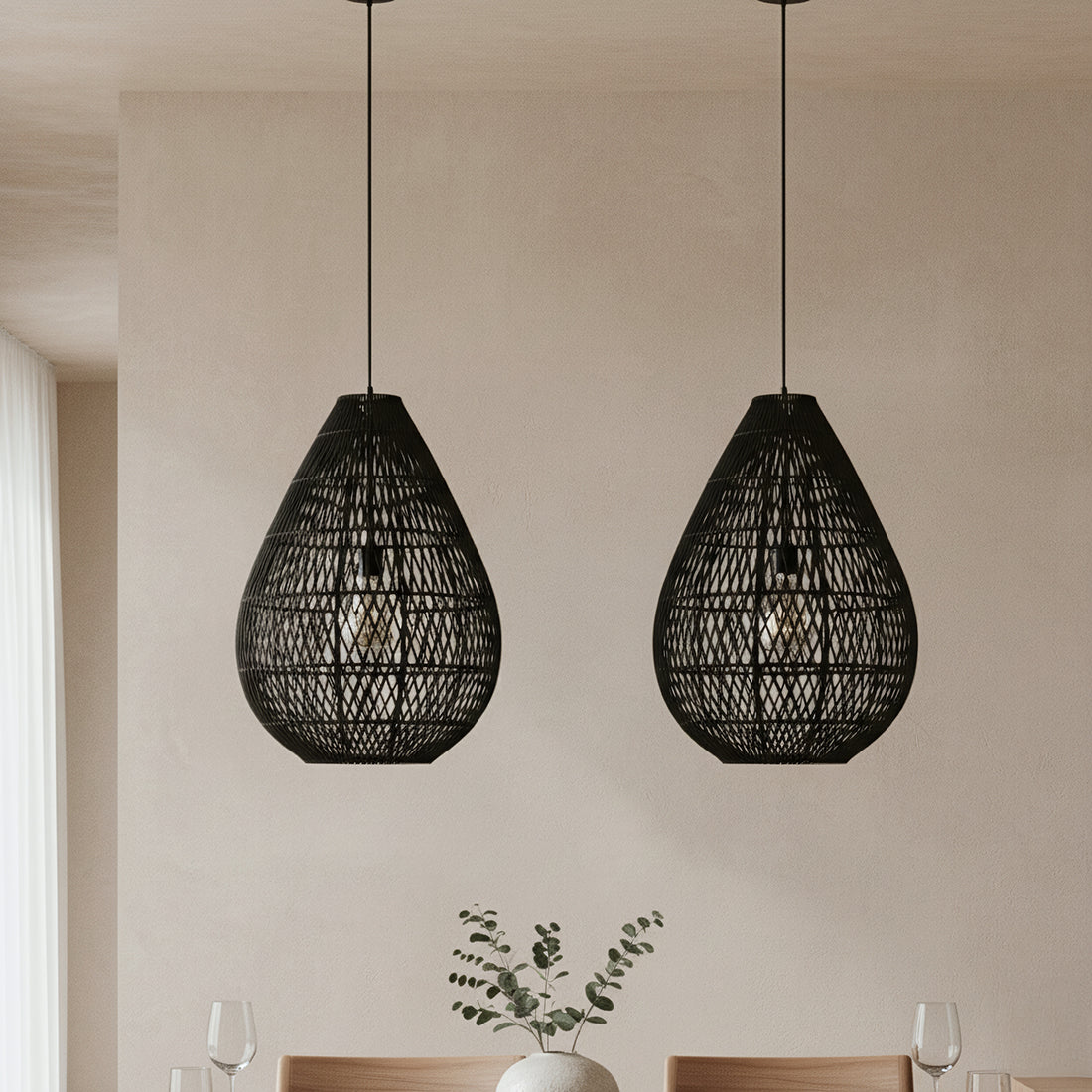 Lampada a sospensione Maze Goccia Nero Raw Materials