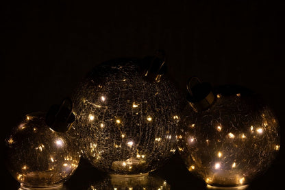 Sfera natalizia in vetro nero con LED, set da 3, J-Line