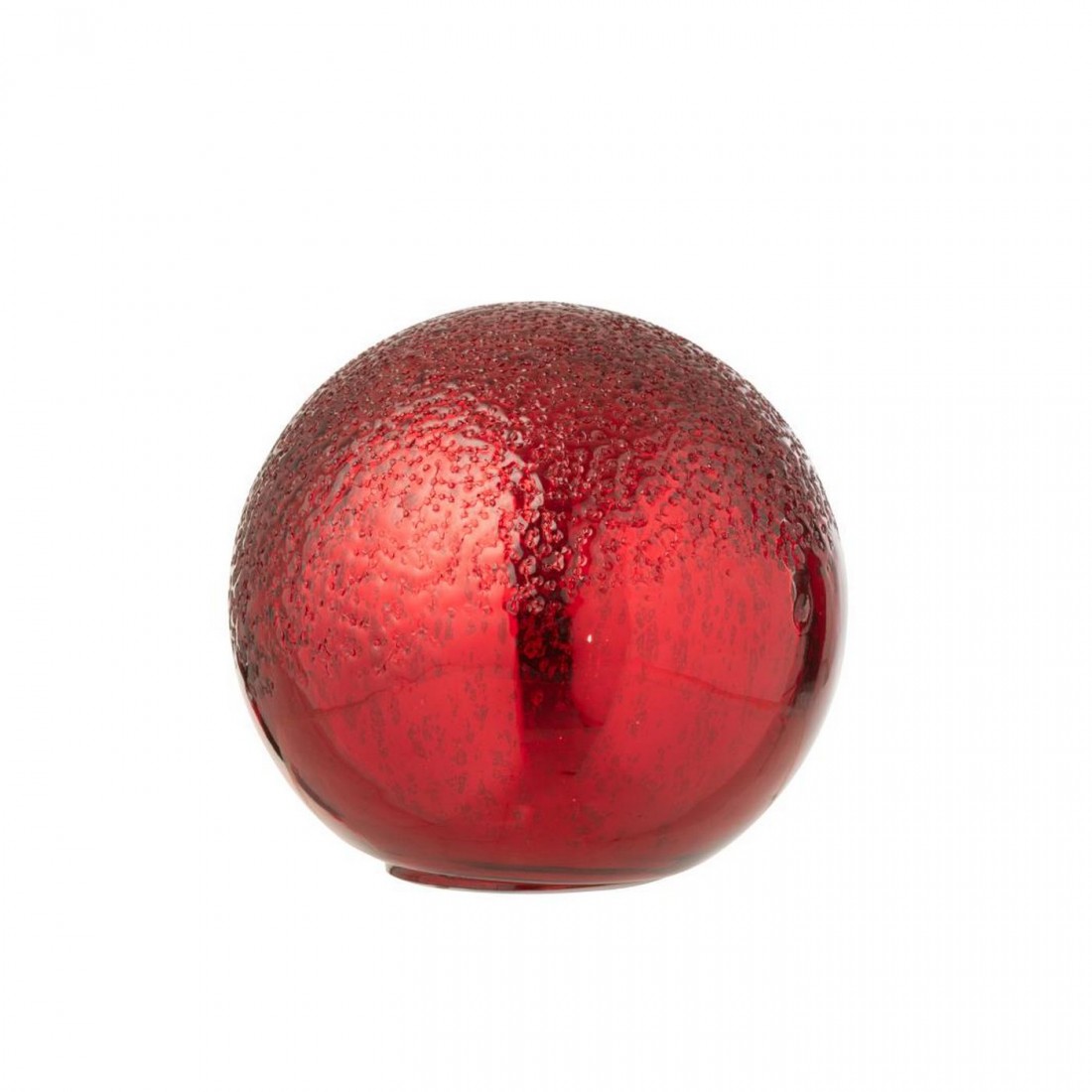 Sfera LED in vetro craquelé rosso natalizio, set da 2 J-Line