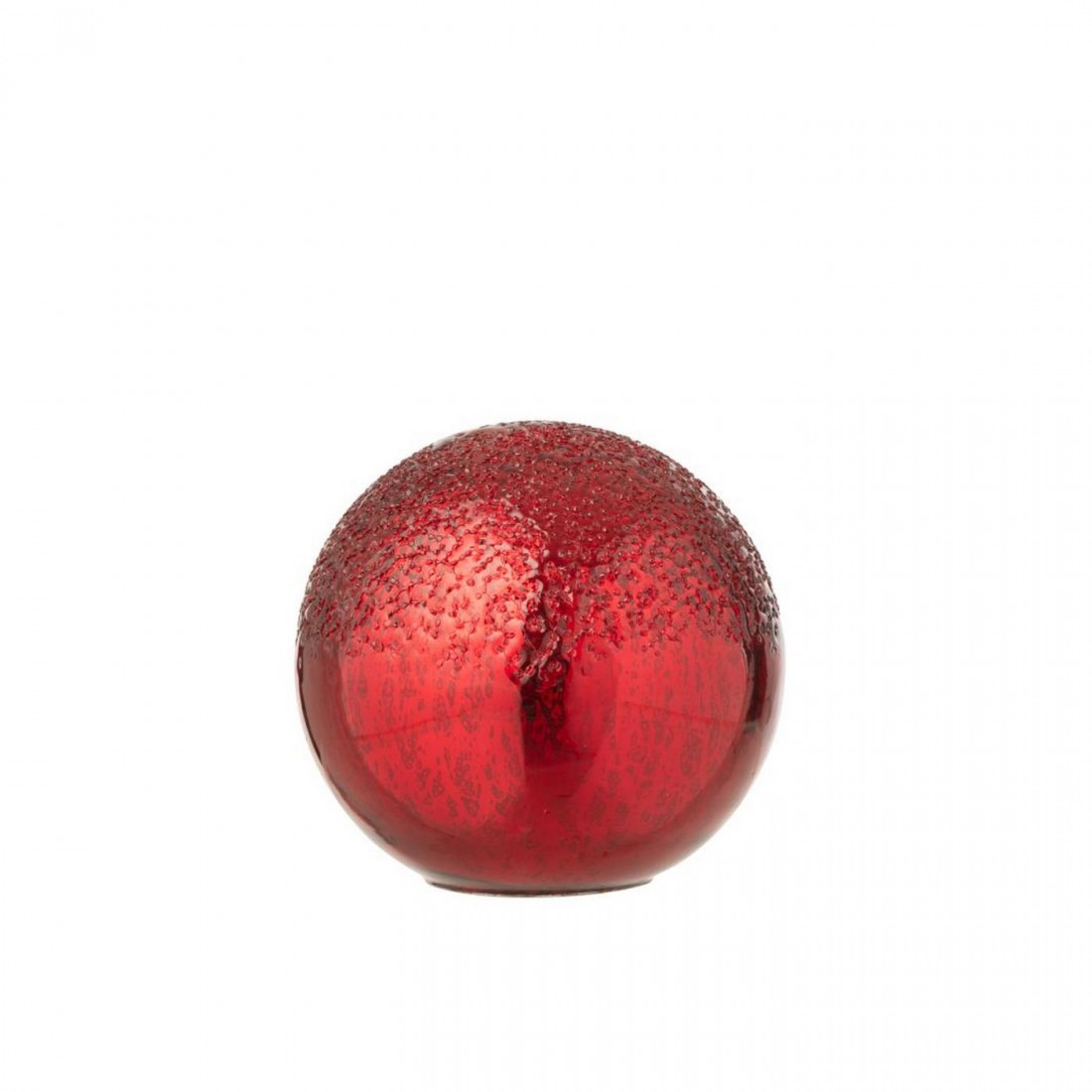 Sfera LED in vetro craquelé rosso natalizio, set da 2 J-Line