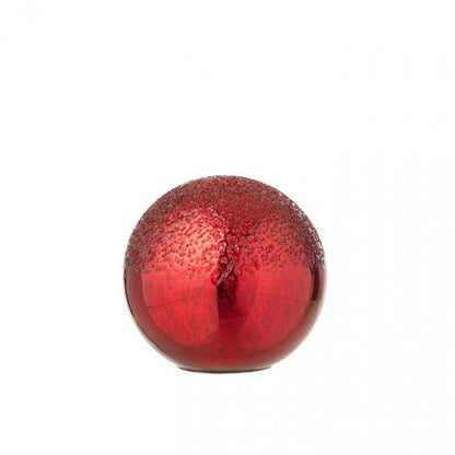 Sfera LED in vetro craquelé rosso natalizio, set da 2 J-Line