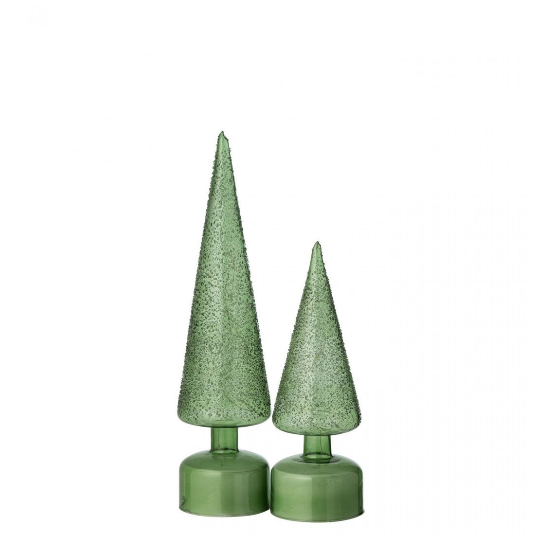 Set di 2 alberi di Natale in vetro verde con luci LED rotanti J-Line