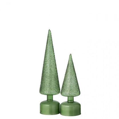 Set di 2 alberi di Natale in vetro verde con luci LED rotanti J-Line