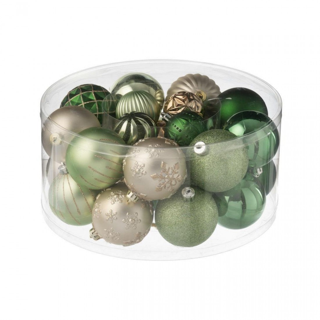 Scatola Da 30 Palline Di Natale In Plastica Verde Menta/Ecru J-Line