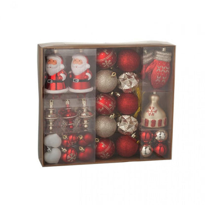 Scatola da 45 palline di Natale in plastica rosso natalizio/color oro j-line
