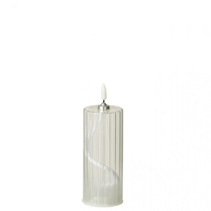 Set di 3 candele a LED in vetro trasparente a righe J-Line