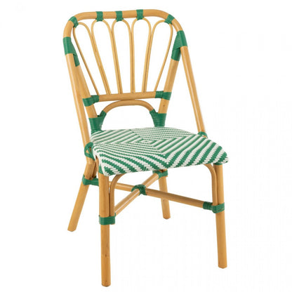 Sedia in rattan verde scuro/bianca J-Line