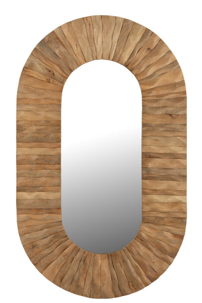 Specchio da parete Curve Ovale Legno Naturale 152x6x92cm J-Line