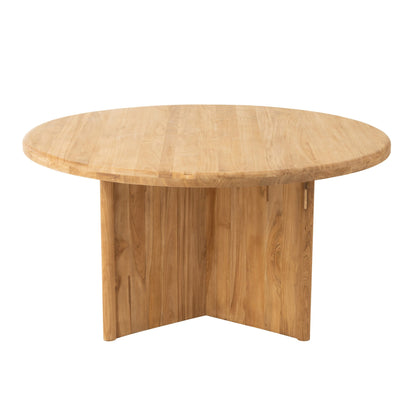 Tavolo da pranzo rotondo in legno di teak naturale Ø150cm J-Line
