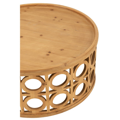 Tavolino da salotto in legno di abete intagliato/MDF naturale J-Line