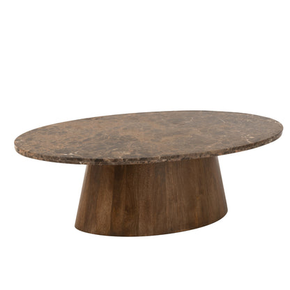 Salontafel Ovaal Marmer/Mangohout Bruin - Salontafel - J-Line - livinglovely.nl