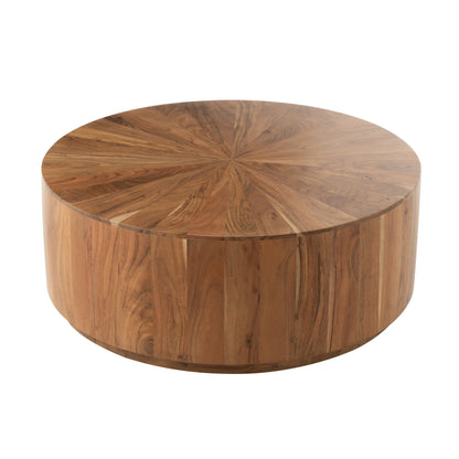 Tavolino da salotto rotondo in legno di acacia/MDF naturale J-Line