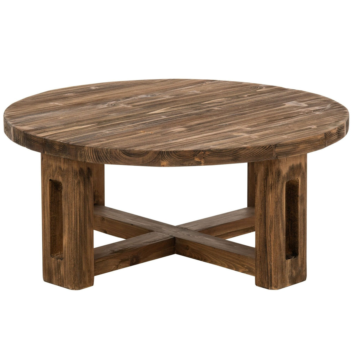 Tavolino da salotto rotondo in legno riciclato marrone J-Line