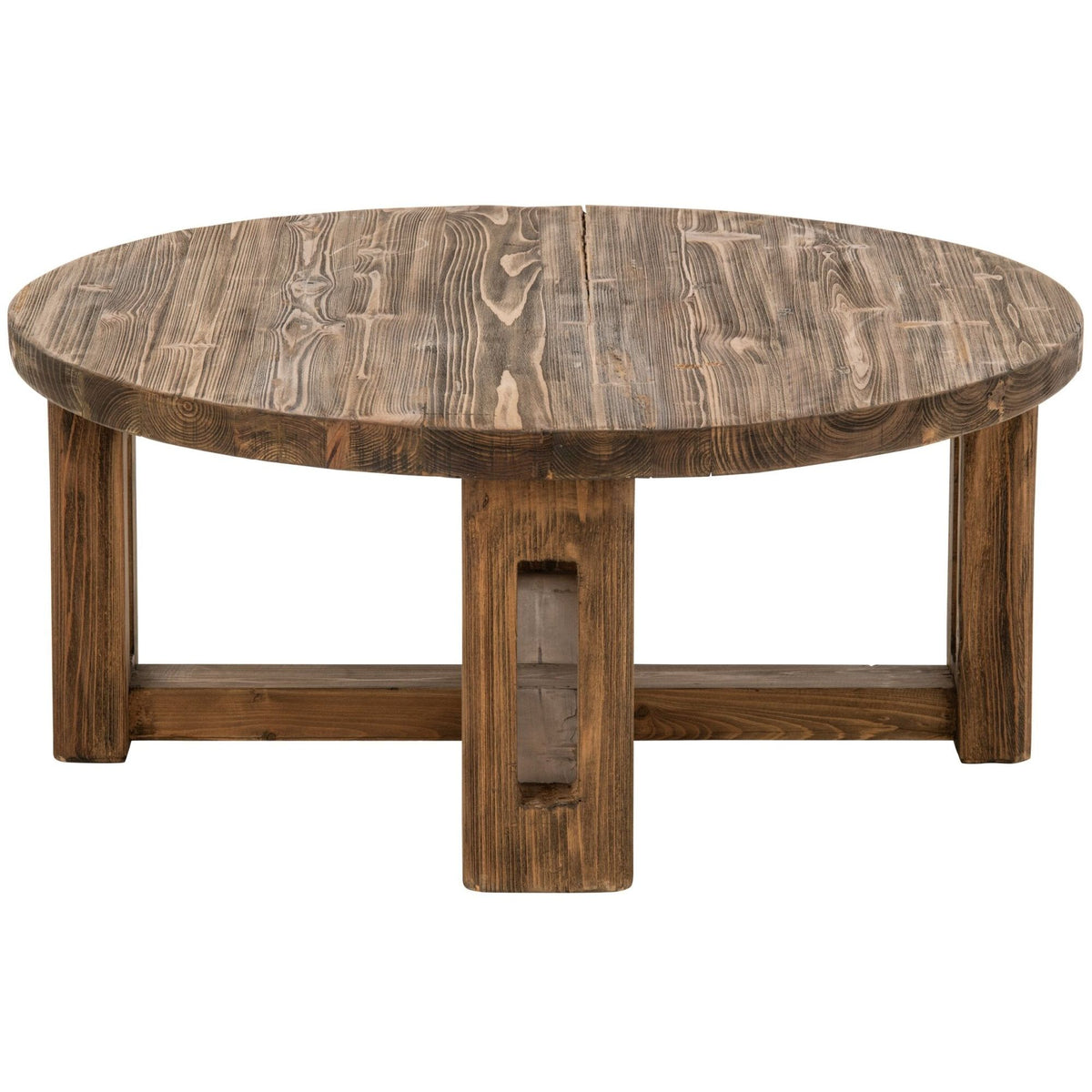 Tavolino da salotto rotondo in legno riciclato marrone J-Line