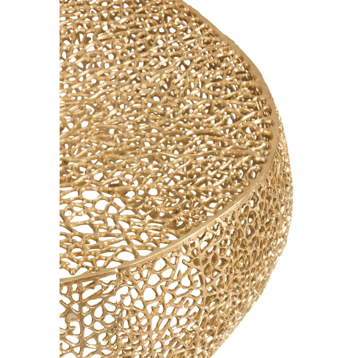 Tavolino da salotto rotondo motivo corallo alluminio oro J-Line