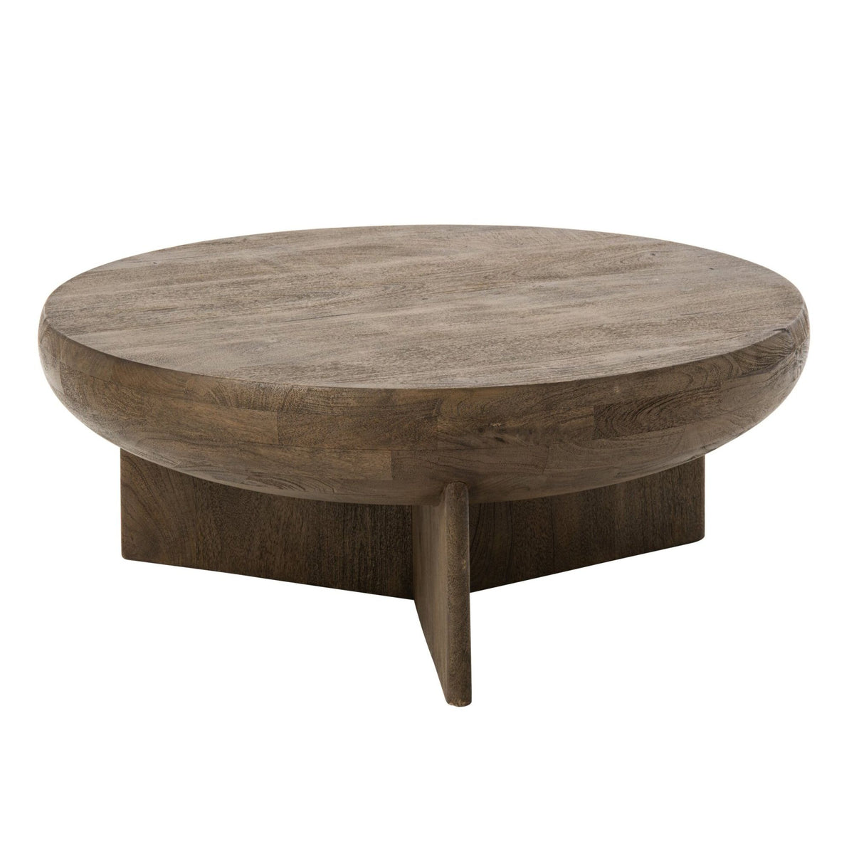 Tavolino da salotto rotondo in legno di mango marrone scuro Ø90 cm J-Line