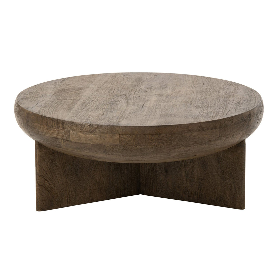 Tavolino da salotto rotondo in legno di mango marrone scuro Ø90 cm J-Line