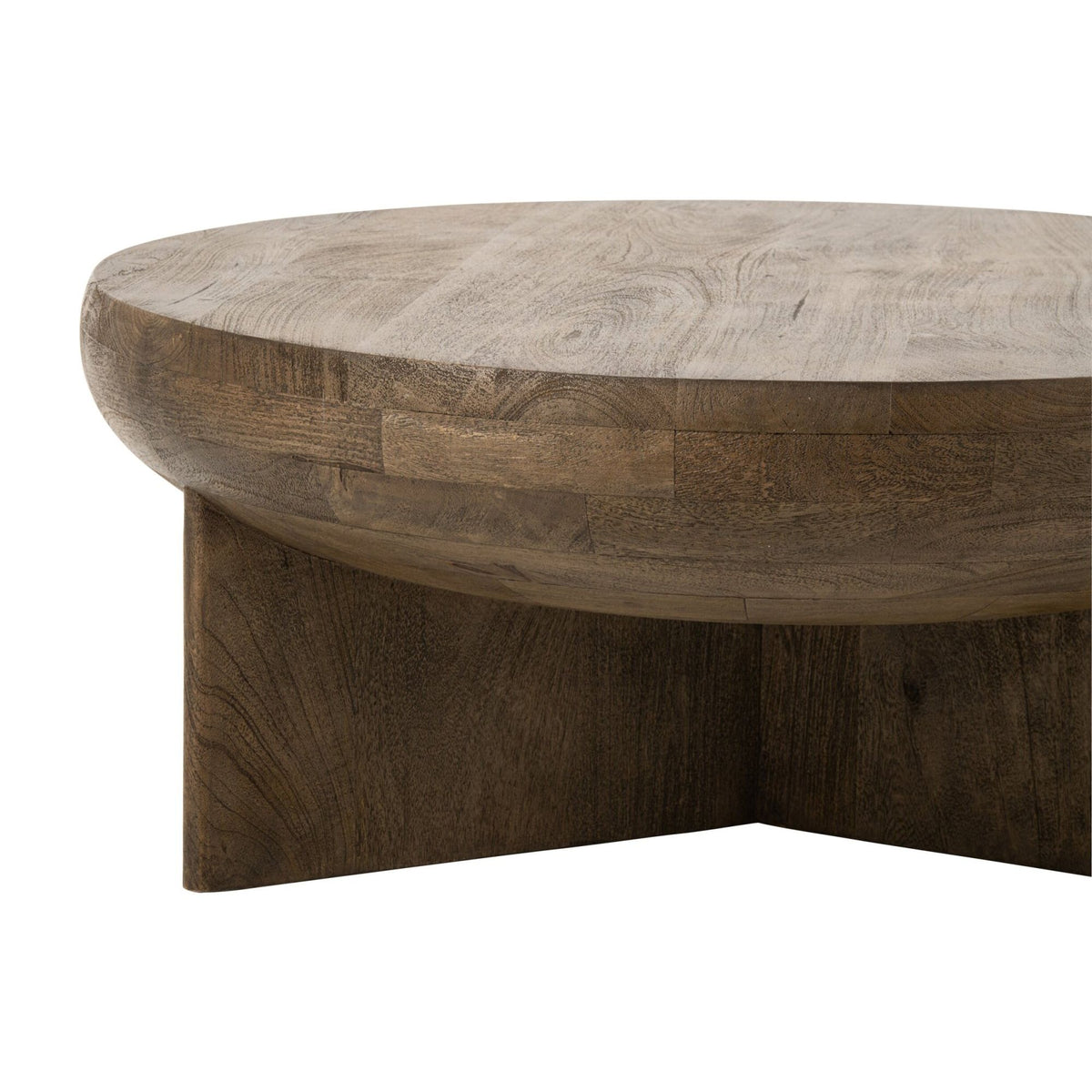Tavolino da salotto rotondo in legno di mango marrone scuro Ø90 cm J-Line