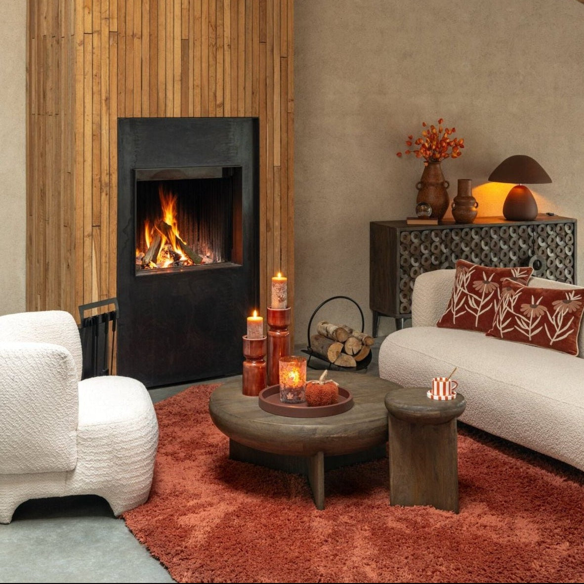Tavolino da salotto rotondo in legno di mango marrone scuro Ø90 cm J-Line